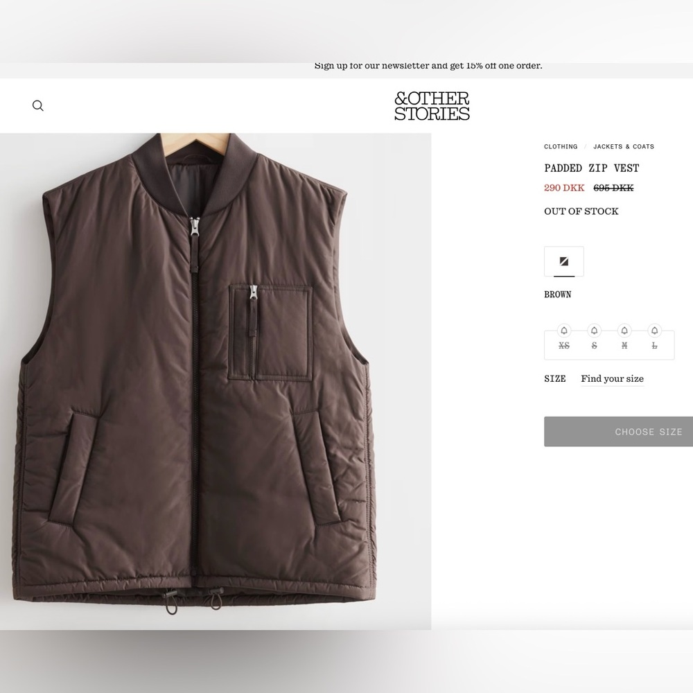 & Other Stories Brown Plush Vest Jacket